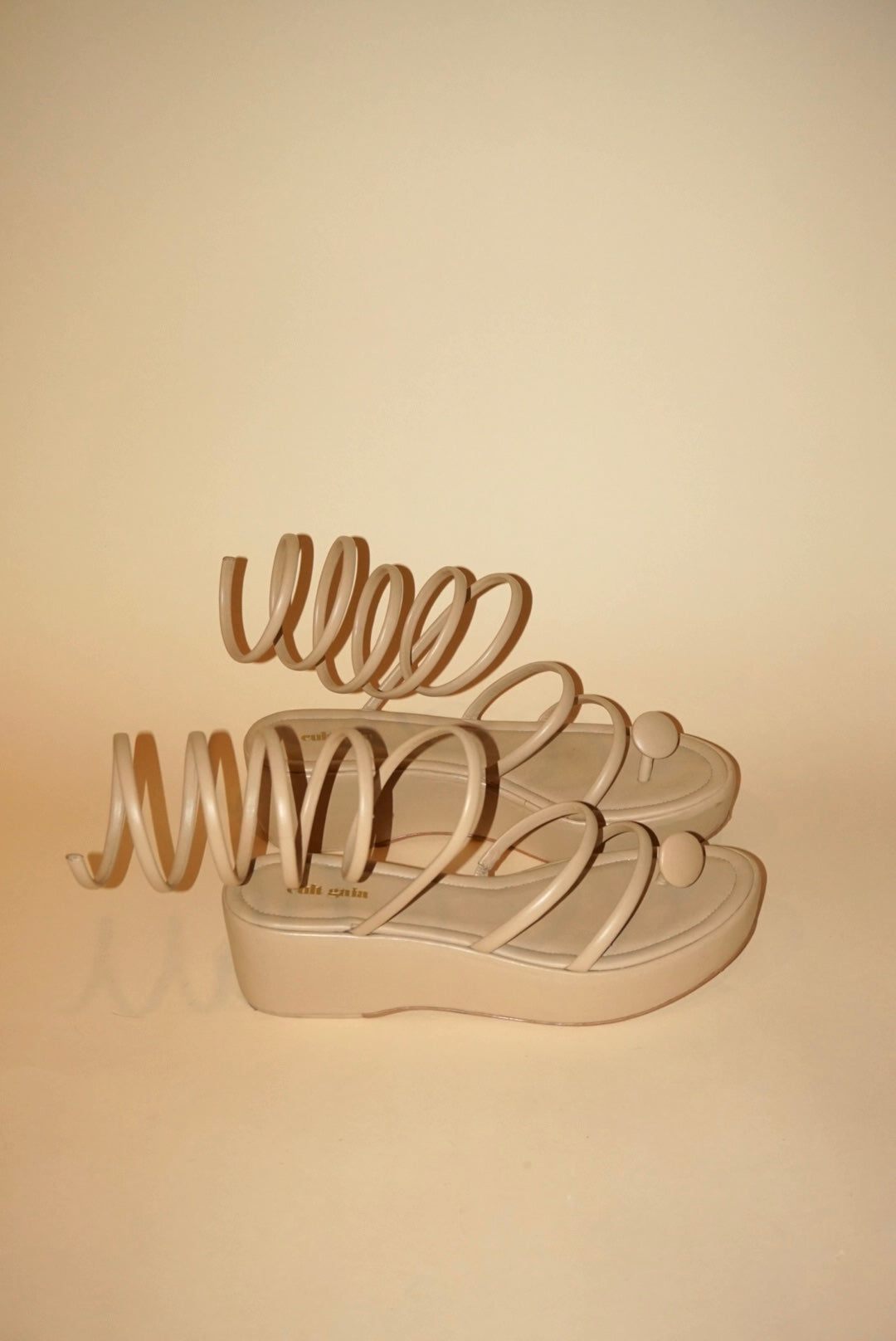 Cult Gaia Coil Wrap “Alba” Platform Nude Sandal - Size 41