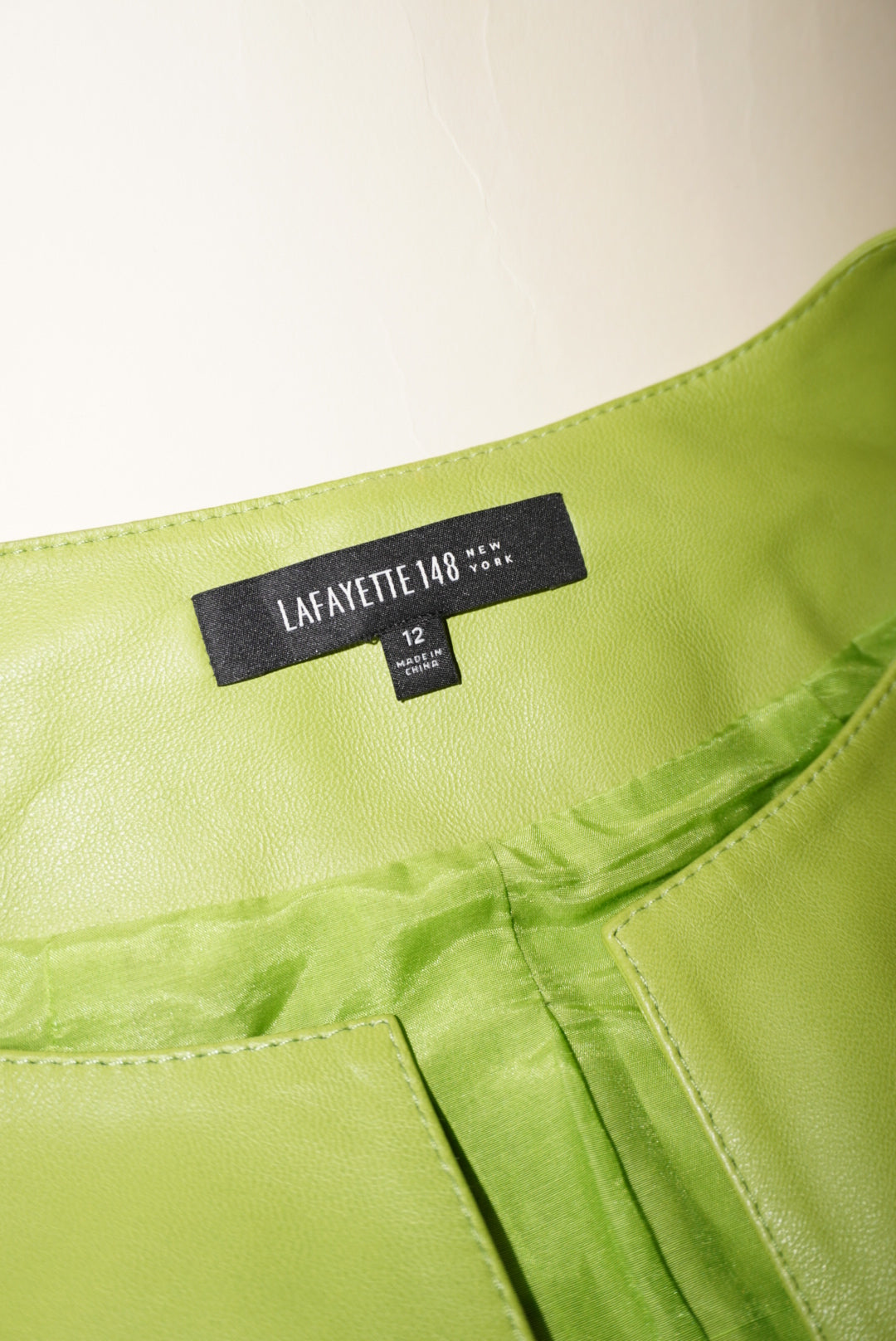 Lafayette 148 Lime Green Leather Textured Bolero Jacket - Size 12