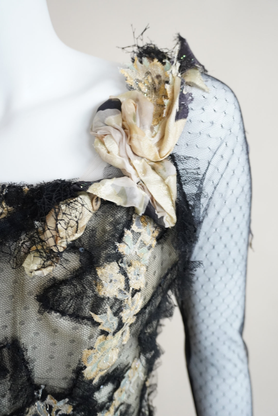 Vintage 80's-90's Silk Floral Bustier Custom Gown Made in Lebanon