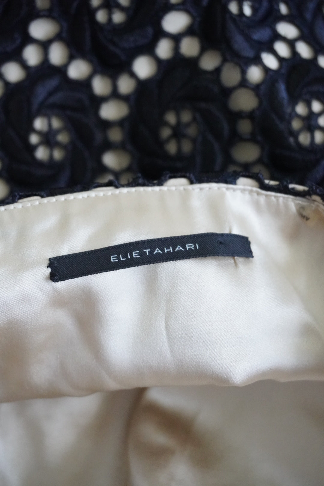 Elie Tahari Black Eyelet Lace Mini Cocktail Dress - Size 6