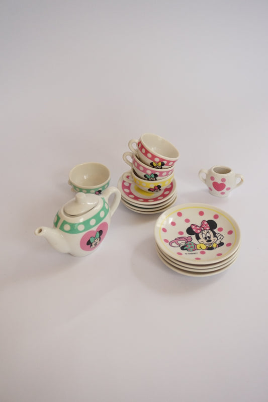 Vintage Disney "Minnie N Me" Child's Mini China Tea Ceramic Set Made in Japan 14pcs