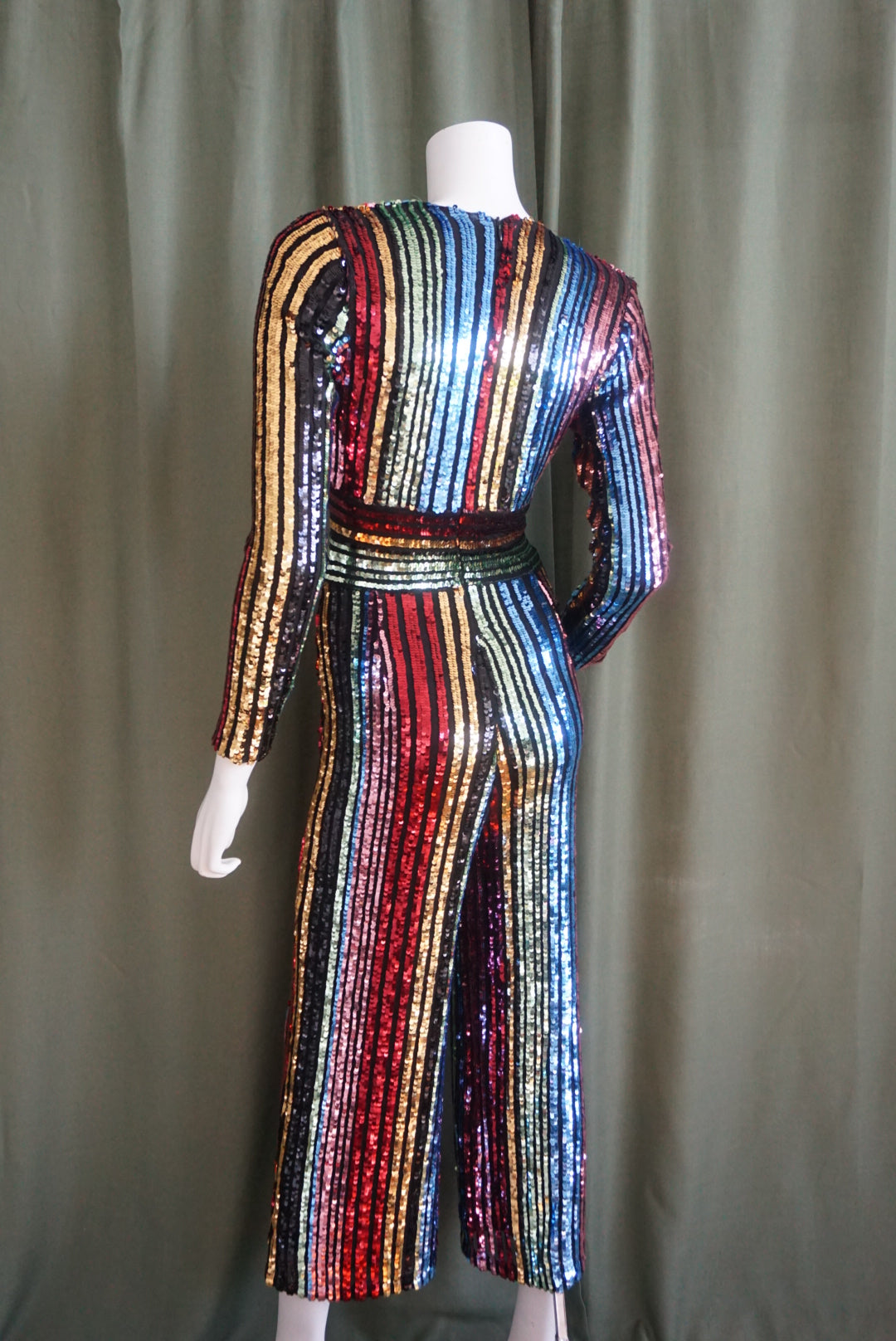 Athina Multicolored Sequin Plunge Jumpsuit - Size Small
