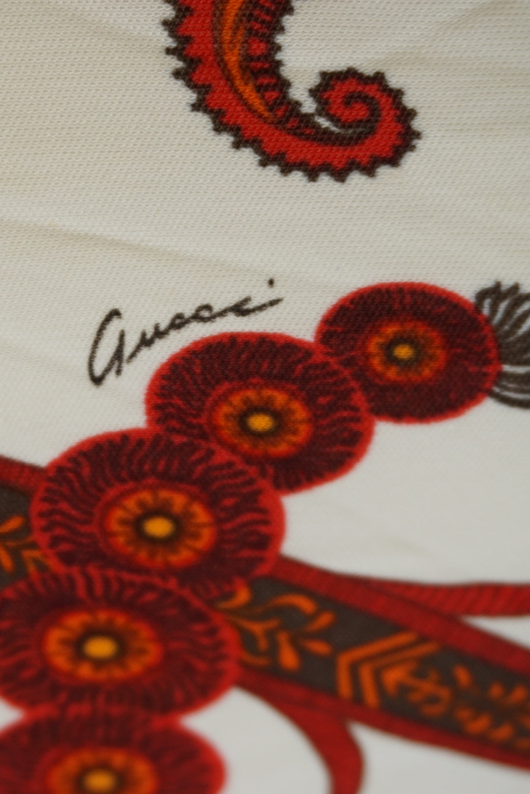 Gucci Paisley Red & White Bateau Neck Mini Knit Dress - Size 40