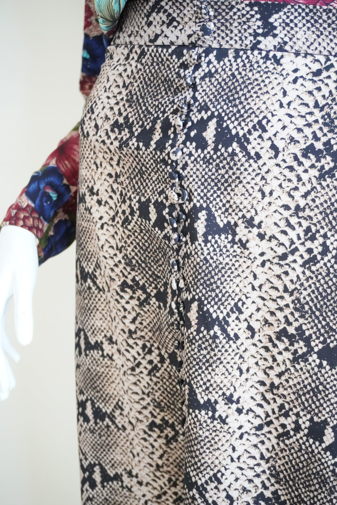 Zara Snake Print Front Slit Button Accents - Size Medium