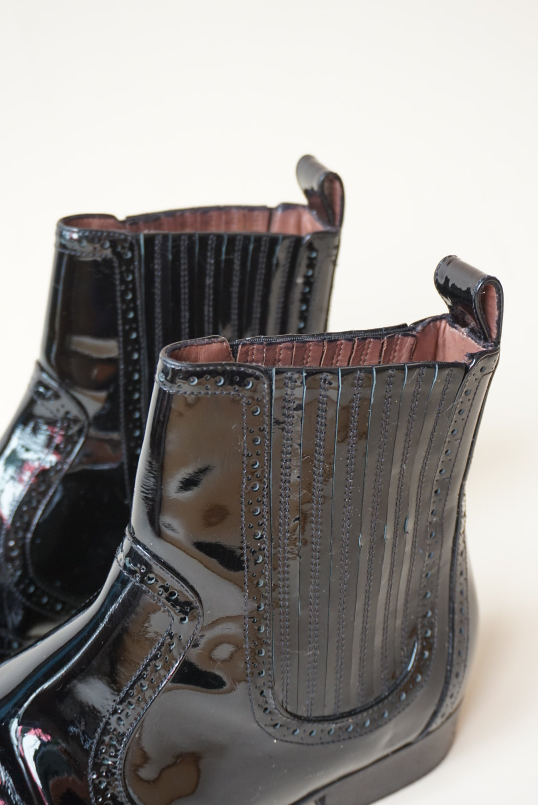 Tabitha Simmons Western Laser Cut Black Patent Leather Booties - Size 39