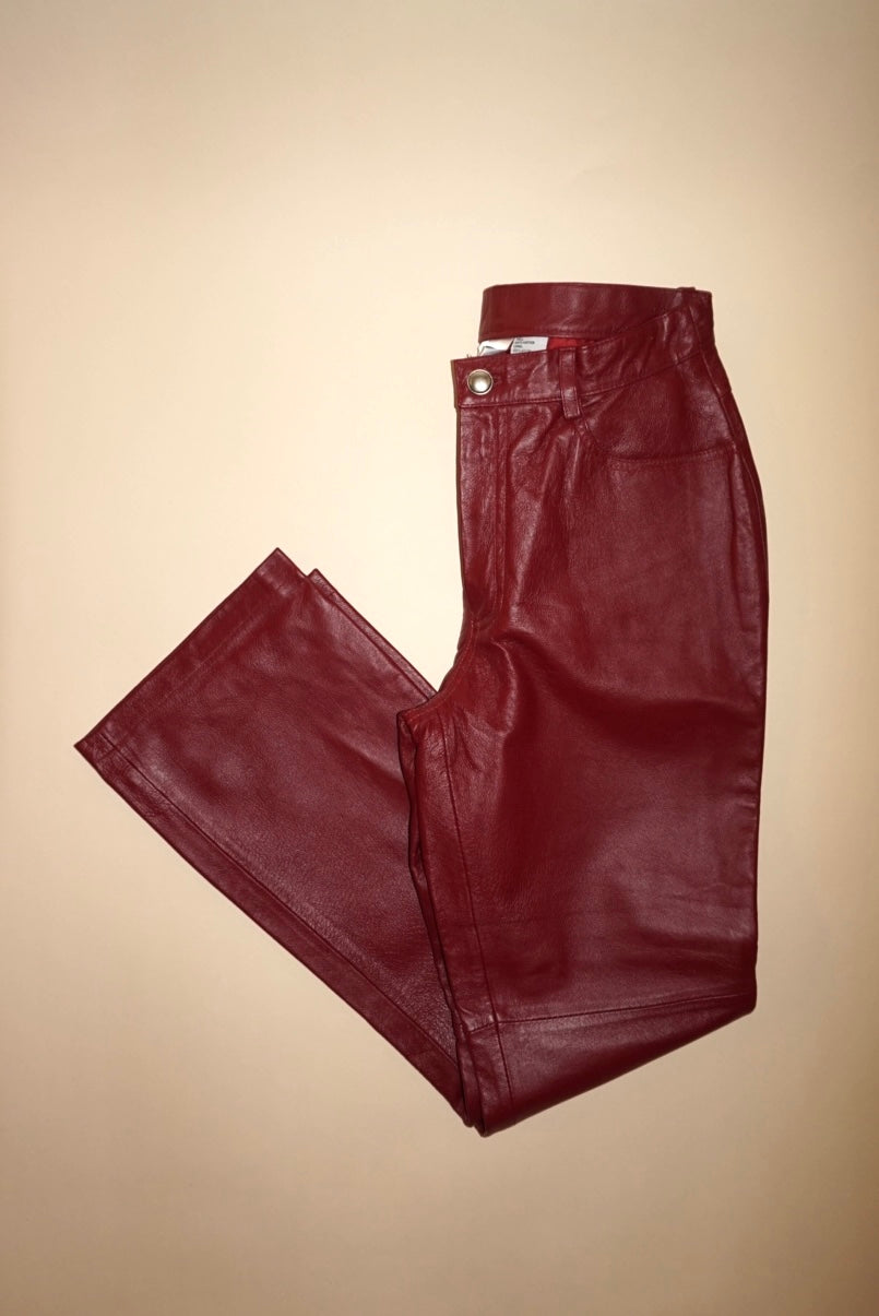 "Newport News Easy Style" Vintage Red Leather Pants NWT - Size 8P