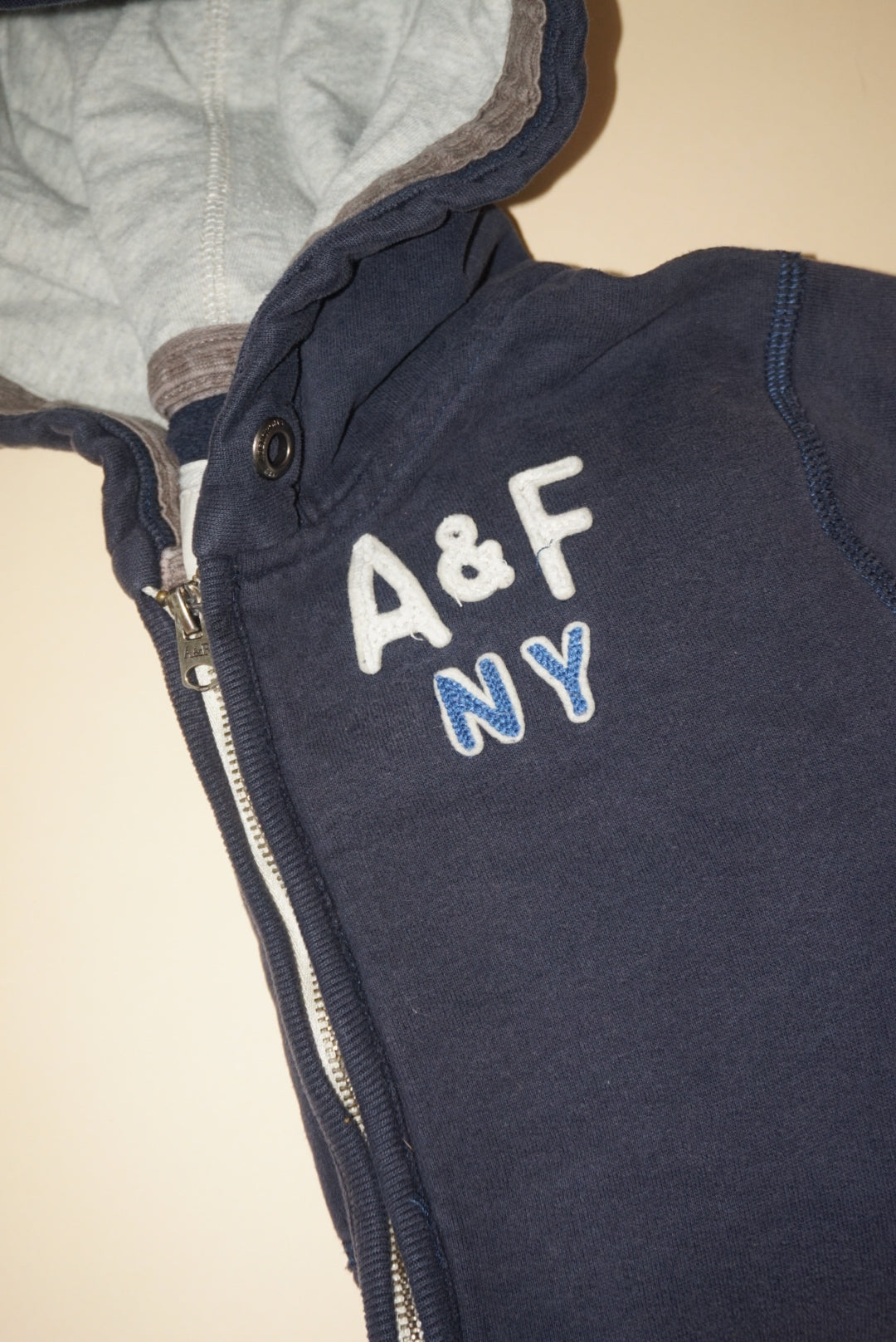 Abercrombie & Fitch NY Navy Blue Y2K Childrens Zip Hoodie - Size Large