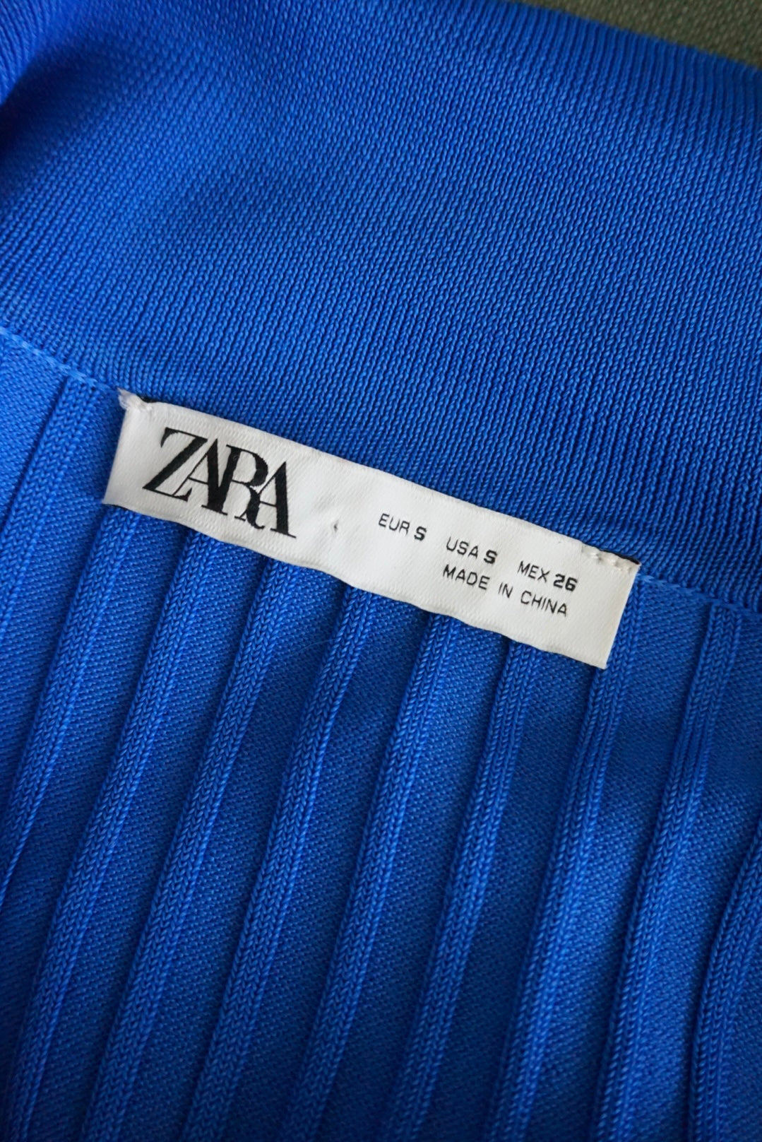 Zara Blue Ribbed Knit Polo Tunic/Mini Dress - Size Small