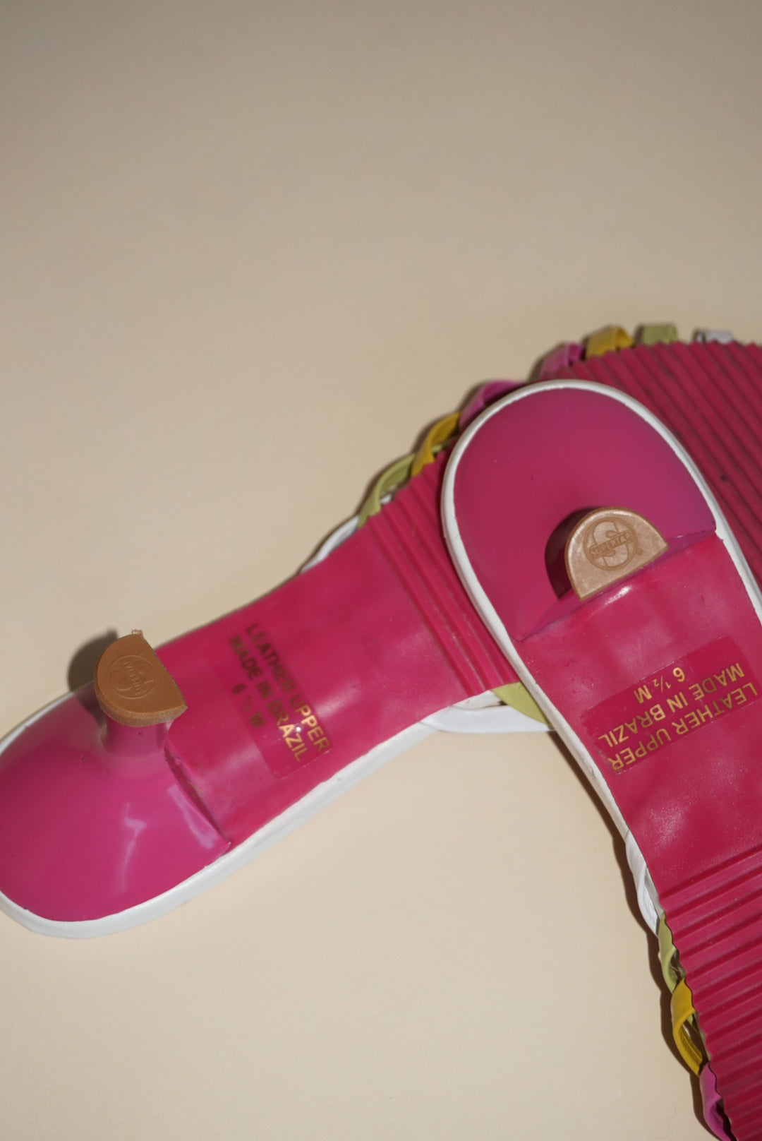 “Gabriela Sanchez” Vintage Leather Pink Sandal Kitten Heels - Size 6.5