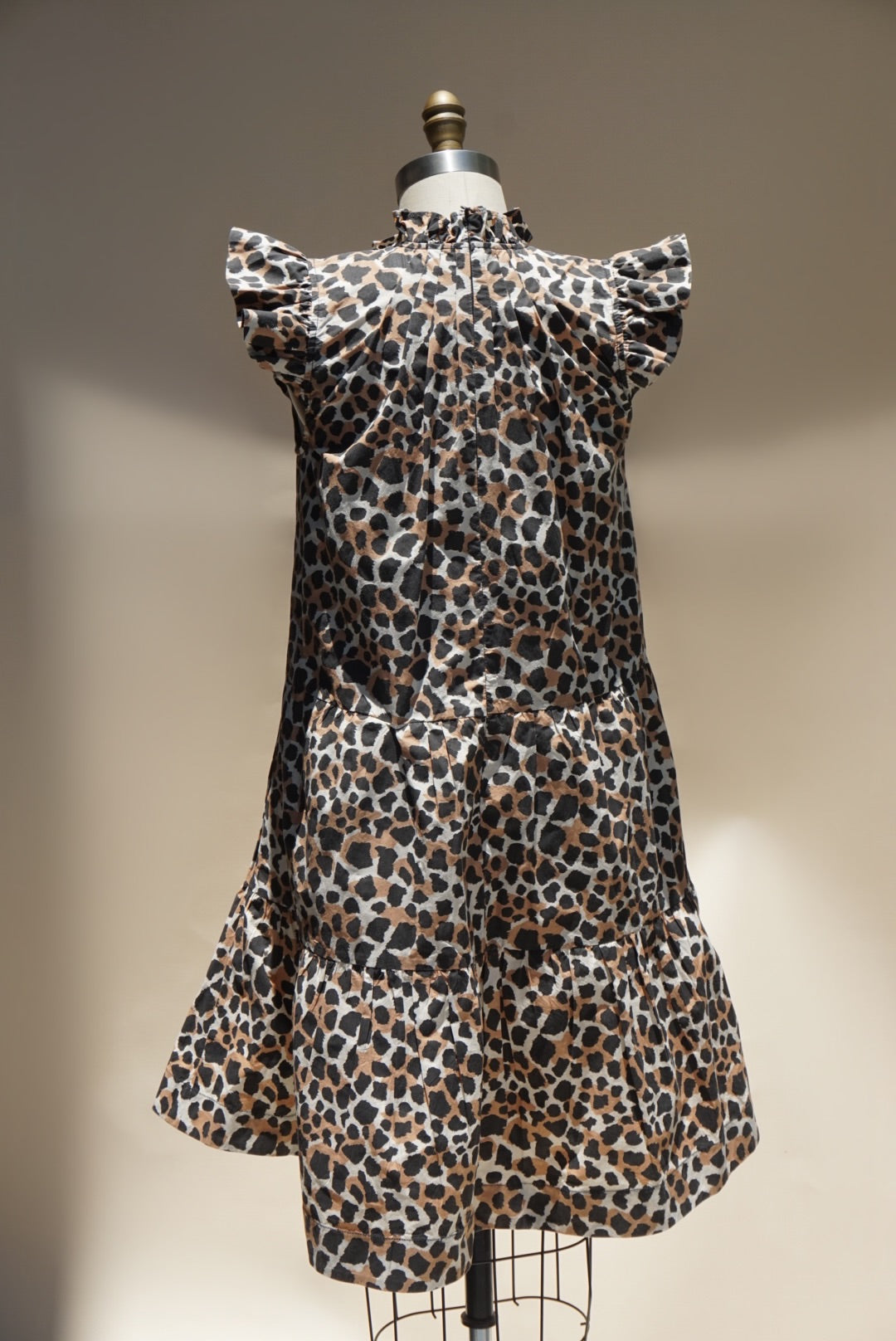 "Sea New York" Cheetah Print Cotton Ruffle Mini Dress - Size 6