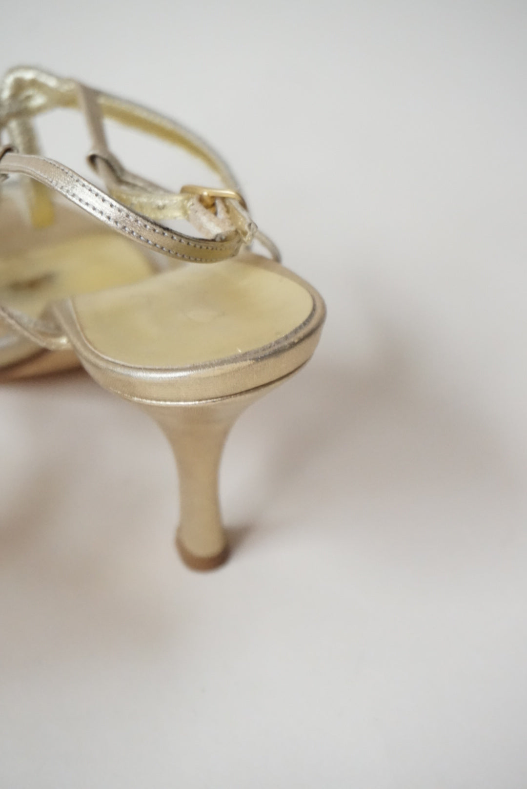 Faconnable Vintage Gold Strappy Janine Lea Heels - Size 5.5