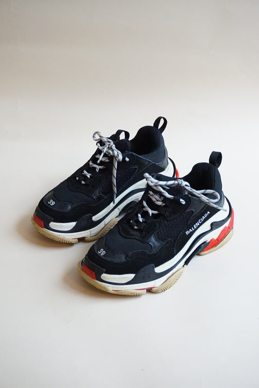 "Balenciaga" Triple S Mesh/ Leather Trainers - Size EU 39