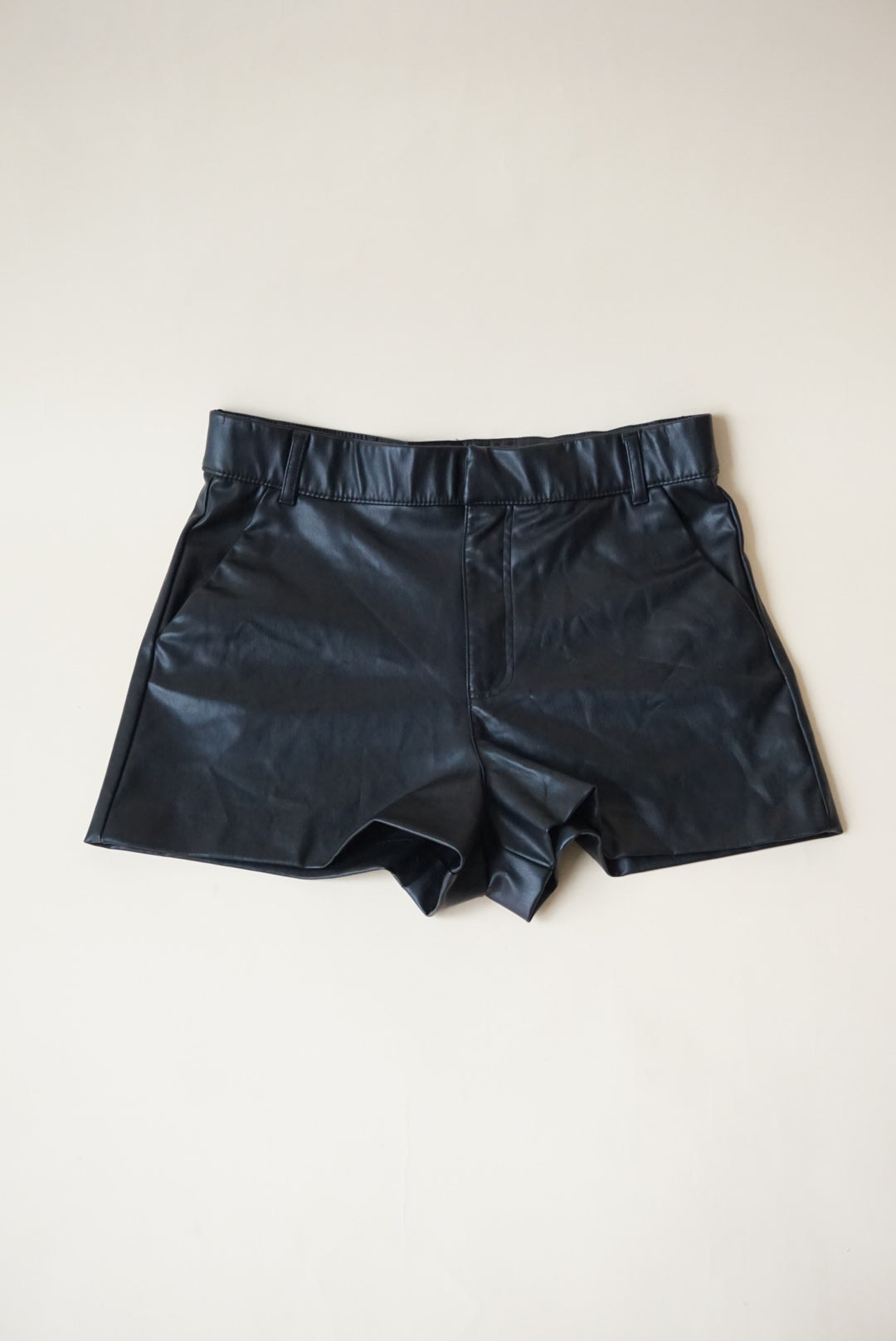 Zara Faux Leather Black Shorts - Size Medium