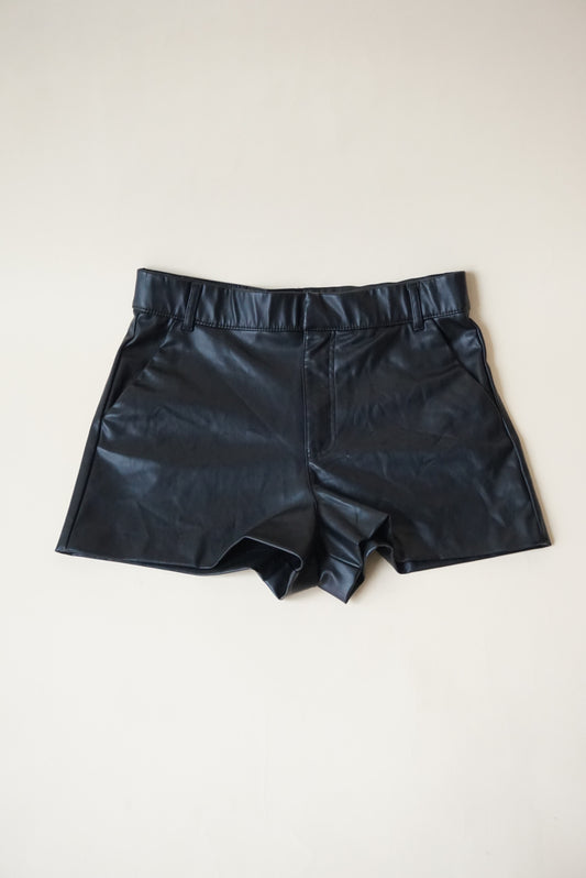 Zara Faux Leather Black Shorts - Size Medium