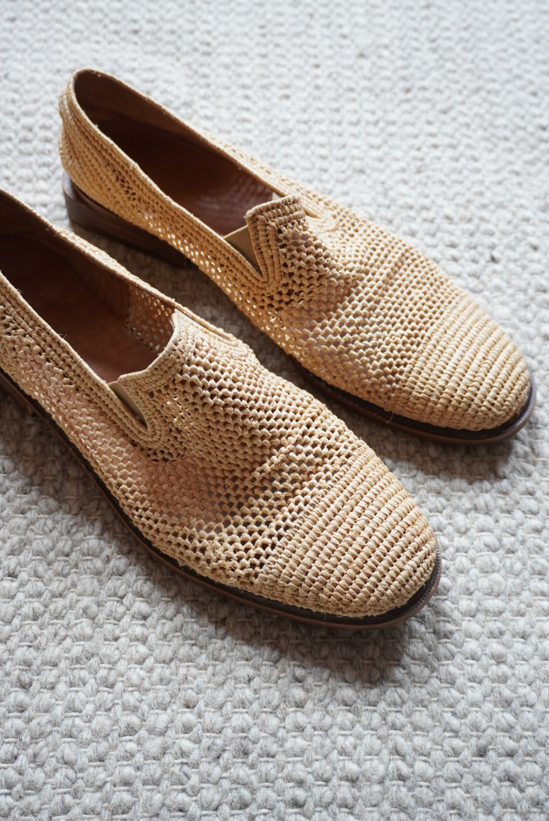 Robert Clergerie Paris Tan Raffia Penny Loafers - Size 40