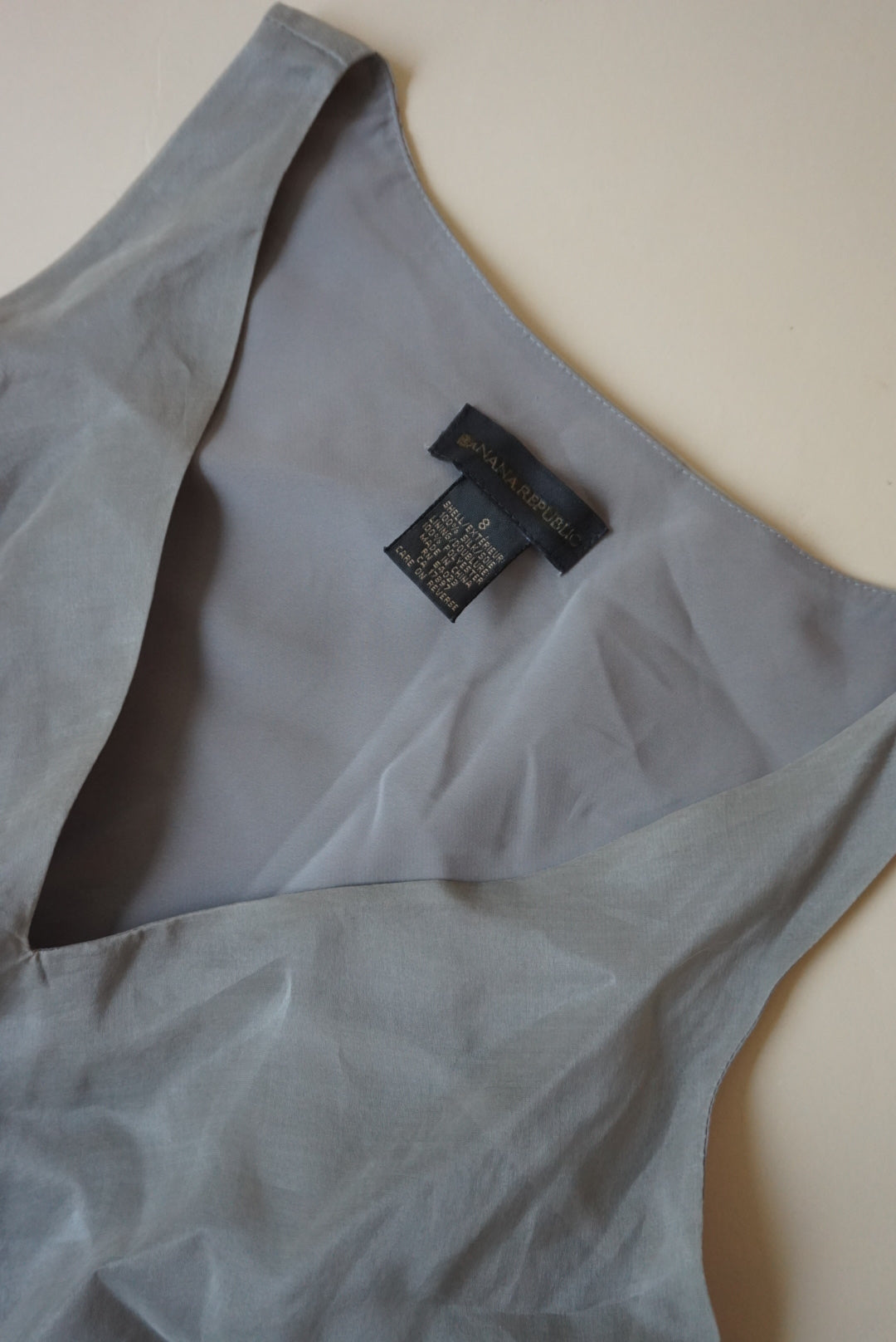 "Banana Republic" Vintage Spring Summer 2000 Grey Bird Design Sleeveless Maxi Dress - Size 8