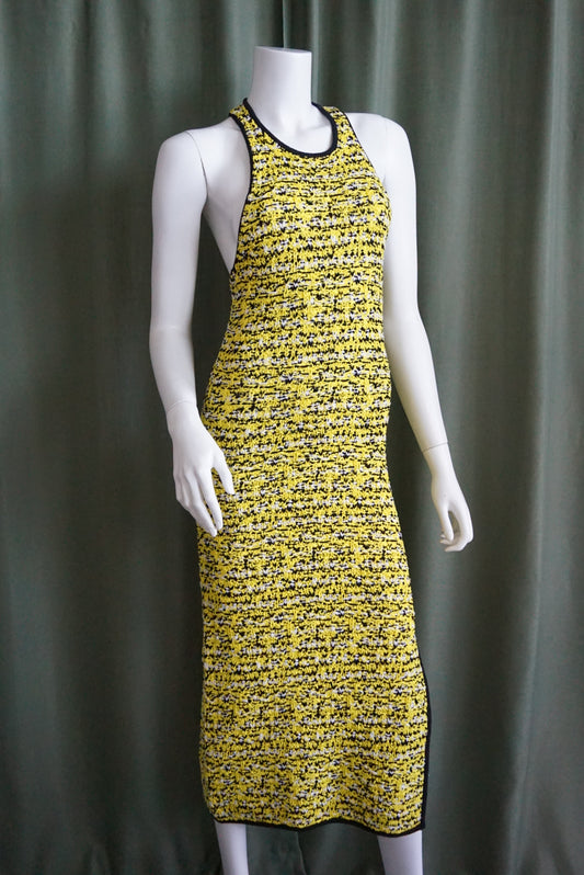 Rag & Bone Midi Crochet Yellow/Back Racer Back "Viola" Dress - Size XS