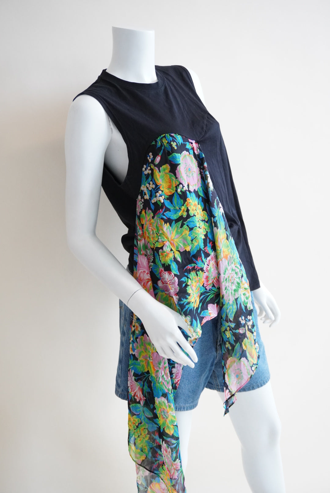 MSGM Floral Sleeveless Accent Draped Blouse - Size Small