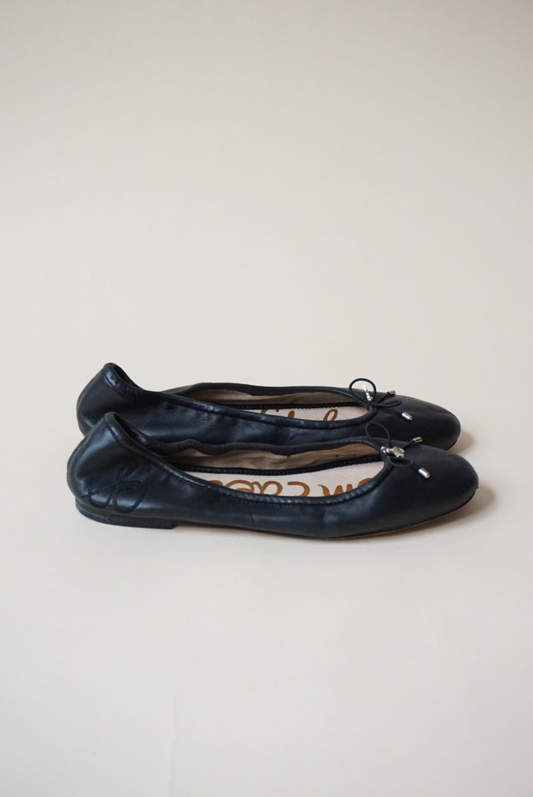 Sam Edelman Felicia Leather Cushioned Black Ballet Flats - Size 8