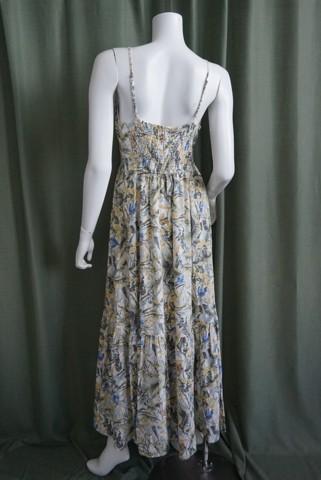 Abercrombie & Fitch Plunge Tropical Print Linen Maxi Dress - Size MT
