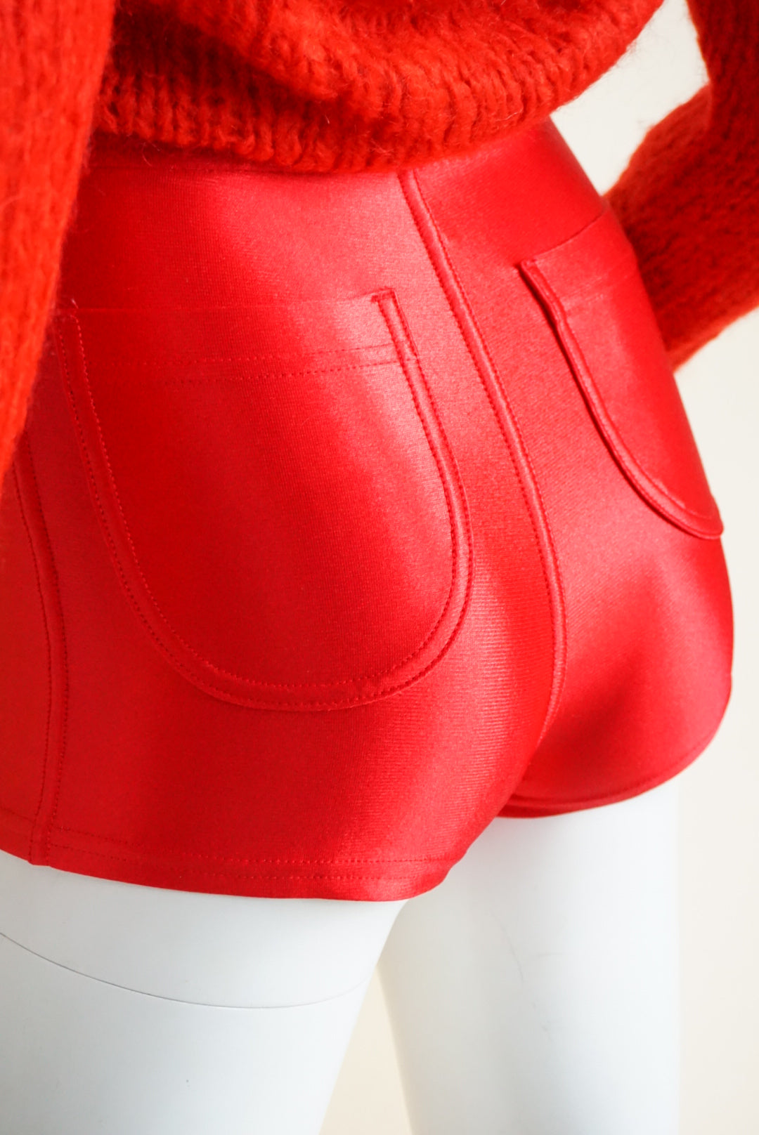 American Apparel Deadstock Red Disco Shiny Shorts - Size XS