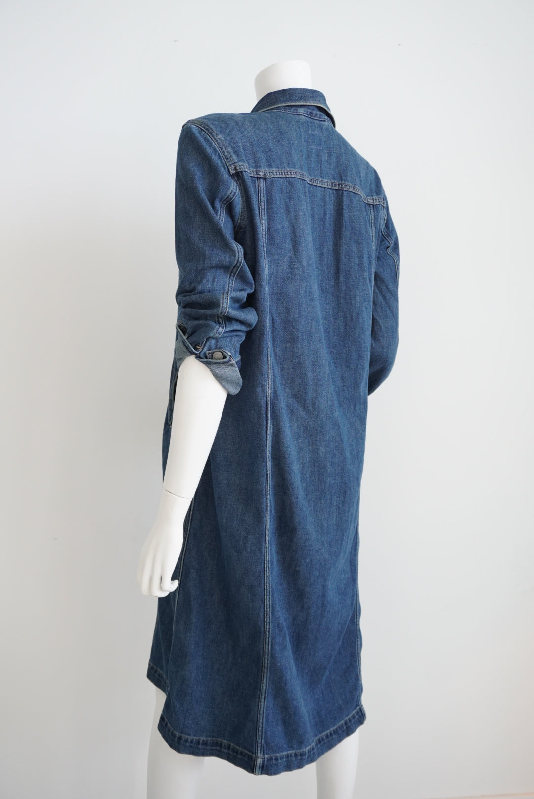 Gap Denim Blue Button Up Collared Dress / Longline Jacket- Size Large