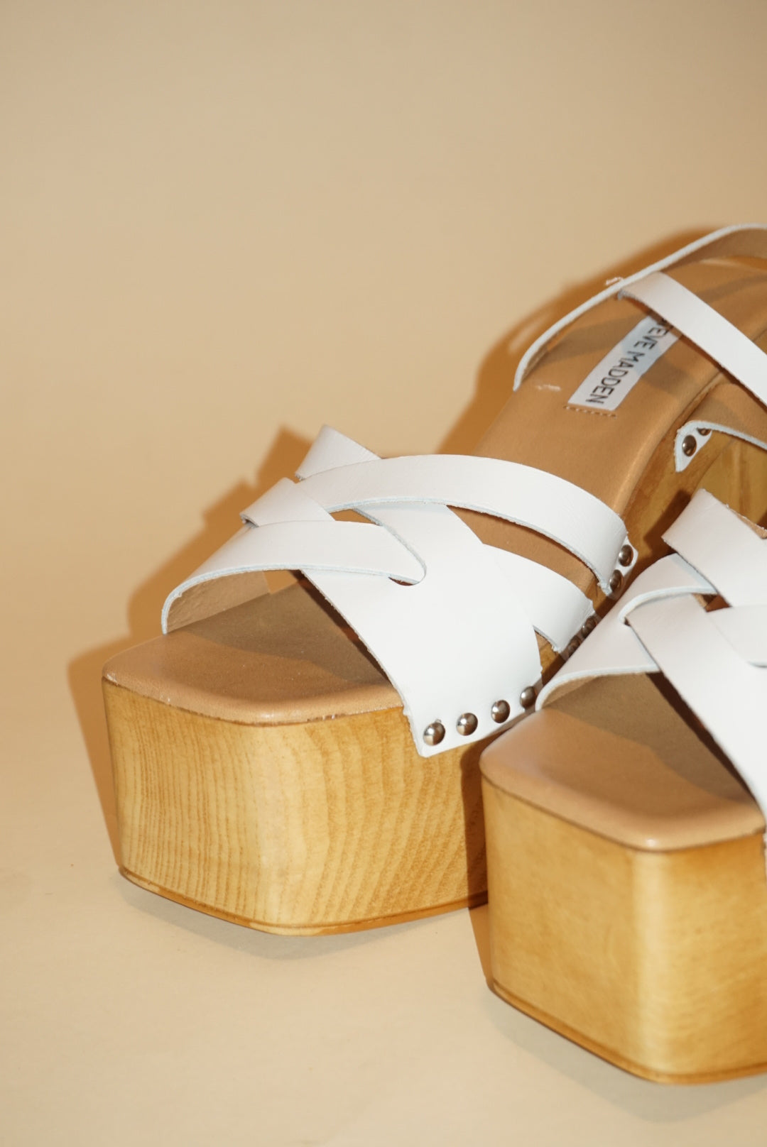 Steve Madden White Chunky Leather "Caileen" Block Y2K Heel NWT - Size 9