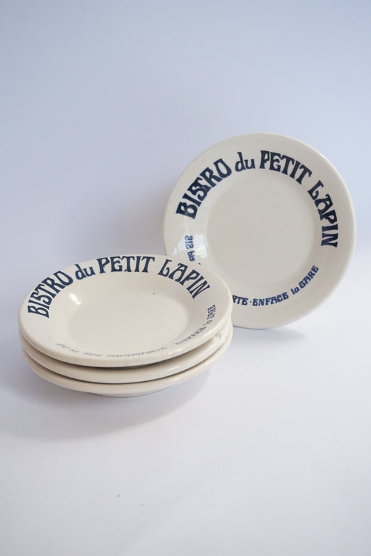 Vtg Howard Kaplan Sigma Bistro du Petit Lapin Small Saucer Dish - Set of 4