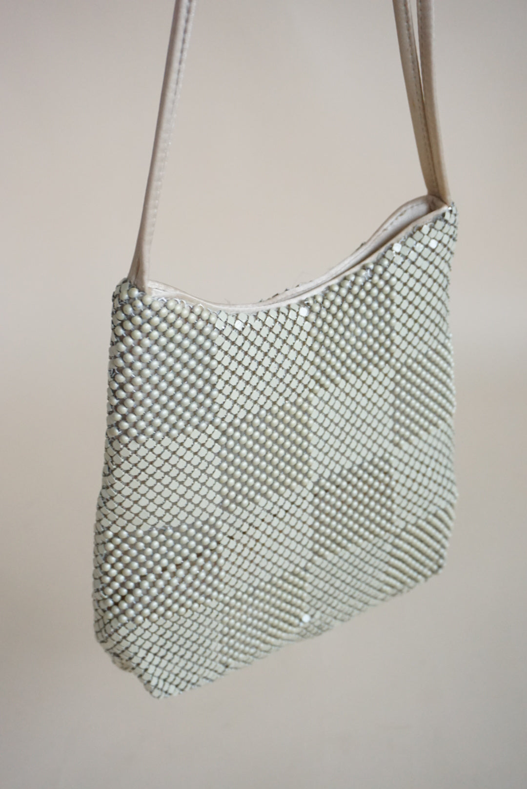 Vintage Ivory Chainmail Checkered Shoulder Bag