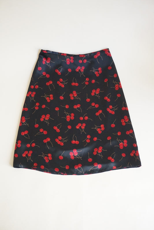 City DKNY Vintage Cherry Silk A-line Skirt - Size 4