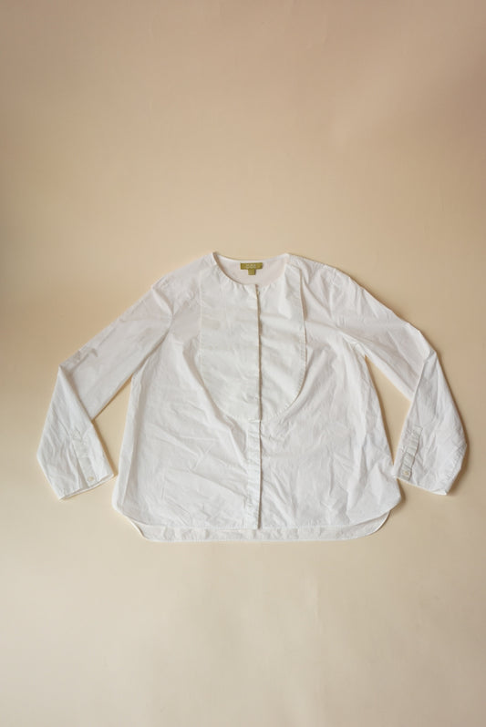 COS White Button Front Bib Panels Long Sleeve Blouse - Size 10