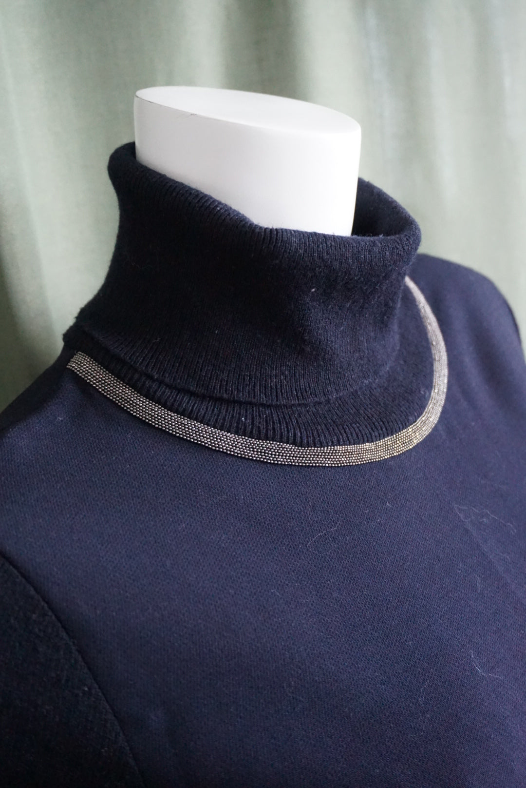 Fabiana Fillipi Cashmere Italy Embellished Navy Blue Knit Wool Maxi Dress