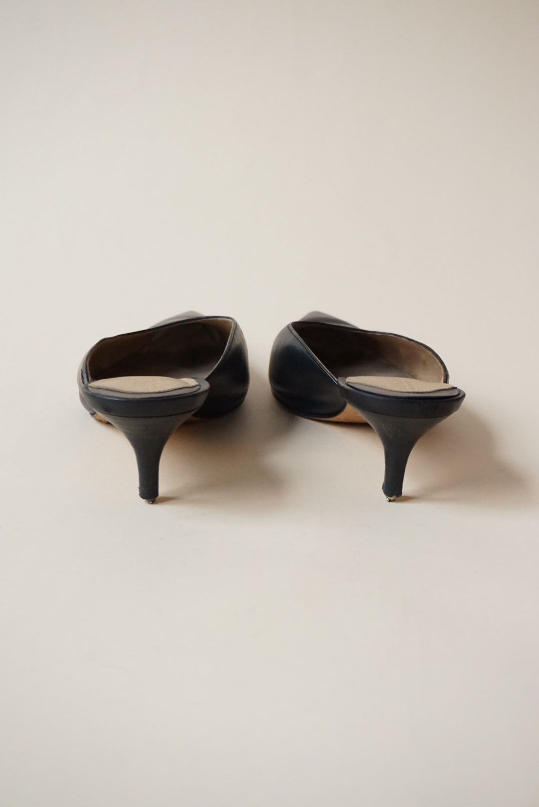 Lauren Ralph Lauren Black Adrienne Leather Mule Kitten Heel - Size 8