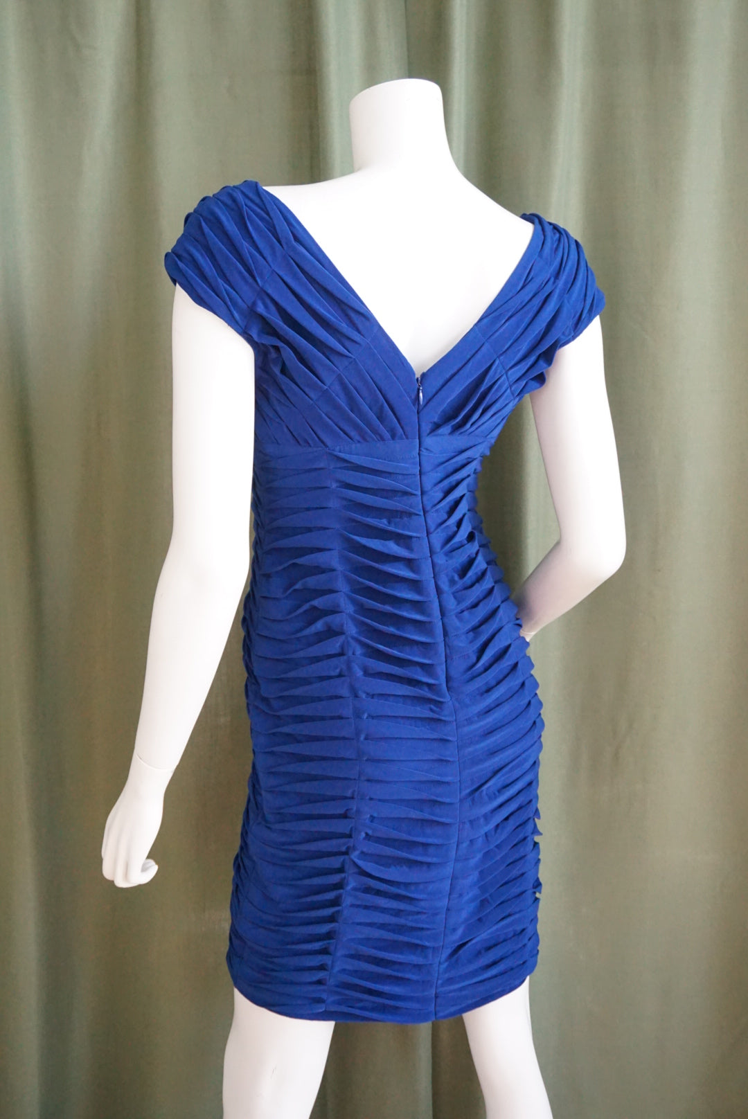 Adrianna Papell Blue Pleated Bodycon Mini Sweetheart Dress - Size 8