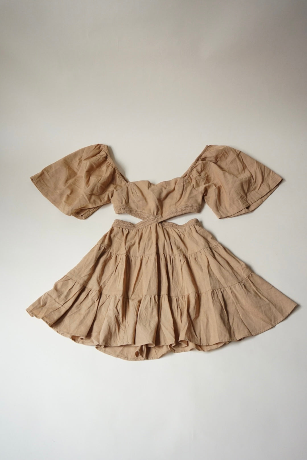 Free People Cross of Sunlight Mini Tan Cotton Dress NWT - Size XS