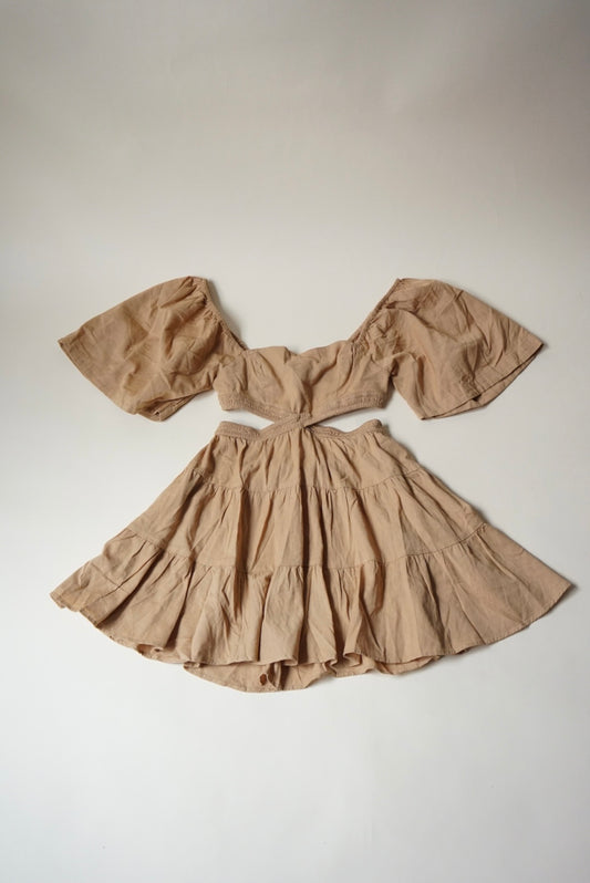 Free People Cross of Sunlight Mini Tan Cotton Dress NWT - Size XS