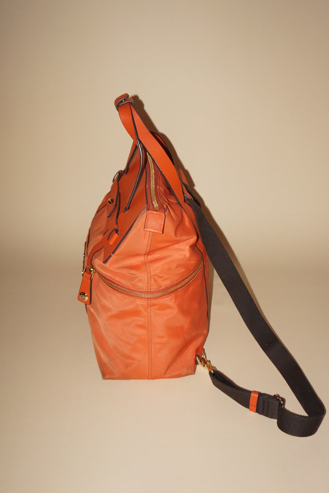 Henri Bendel Nylon Jetsetter Convertible Orange Backpack