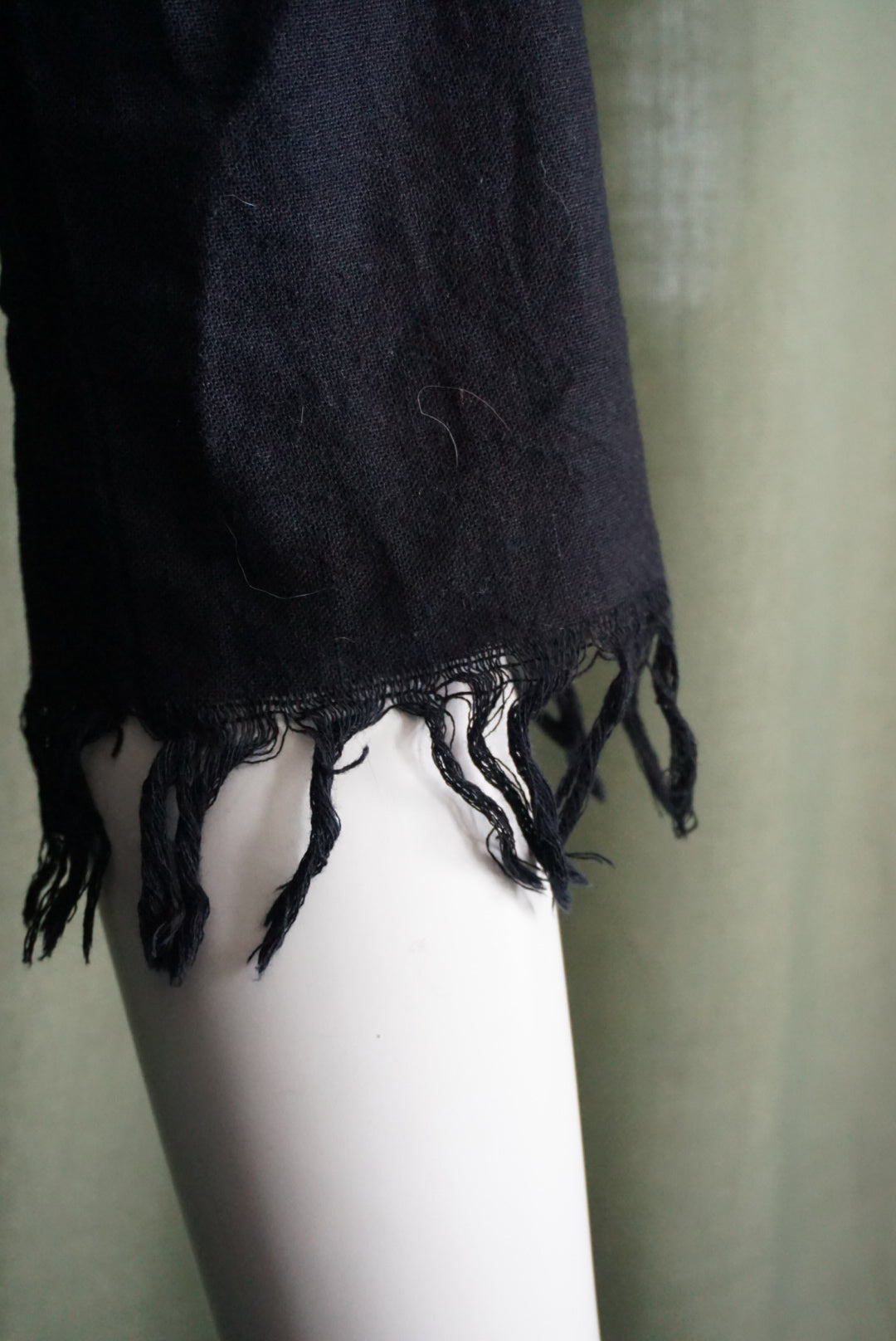 Chintamani Alchemistry Black Boho Linen Fringe Wrap Dress - Size XS