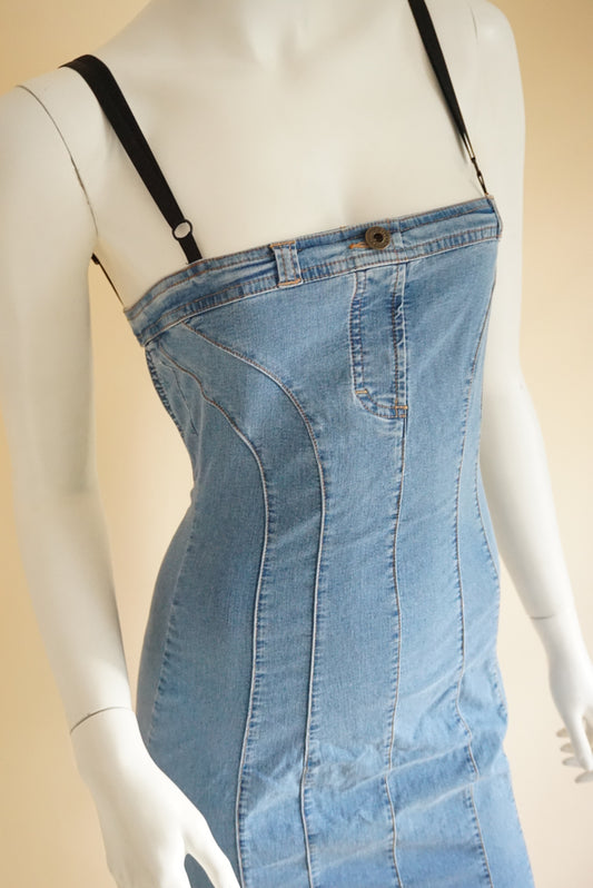 Dolce & Gabbana 90’s Denim Bustier Corsetry Cutout Dress - Size 40