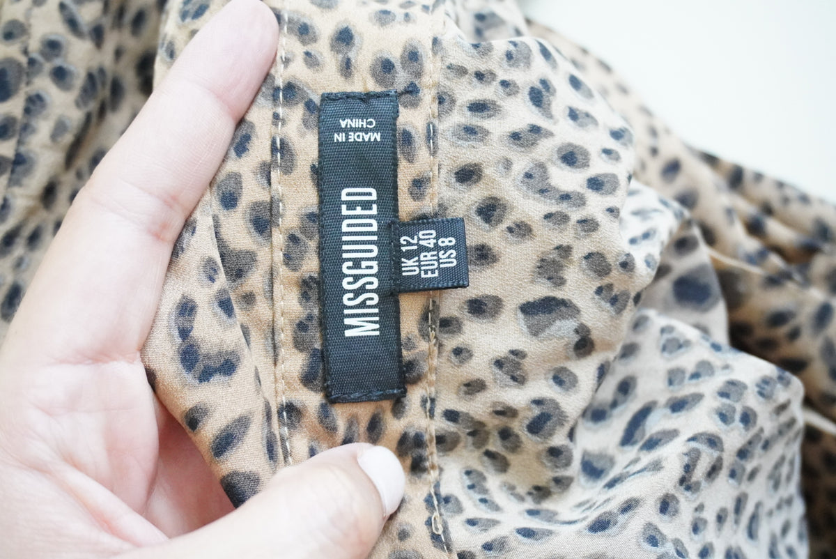 Missguided Leopard Drop Waist Accordion Skirt Dress - Size 8
