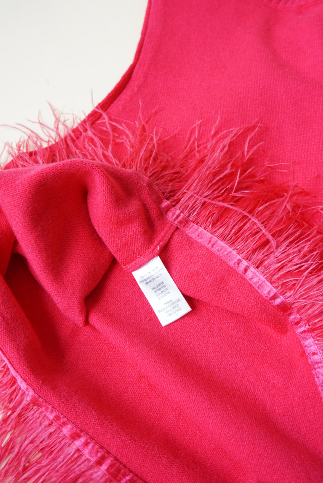 52Seven Pink Sleeveless Knit Top with Feather Trim Hem - Size XXL