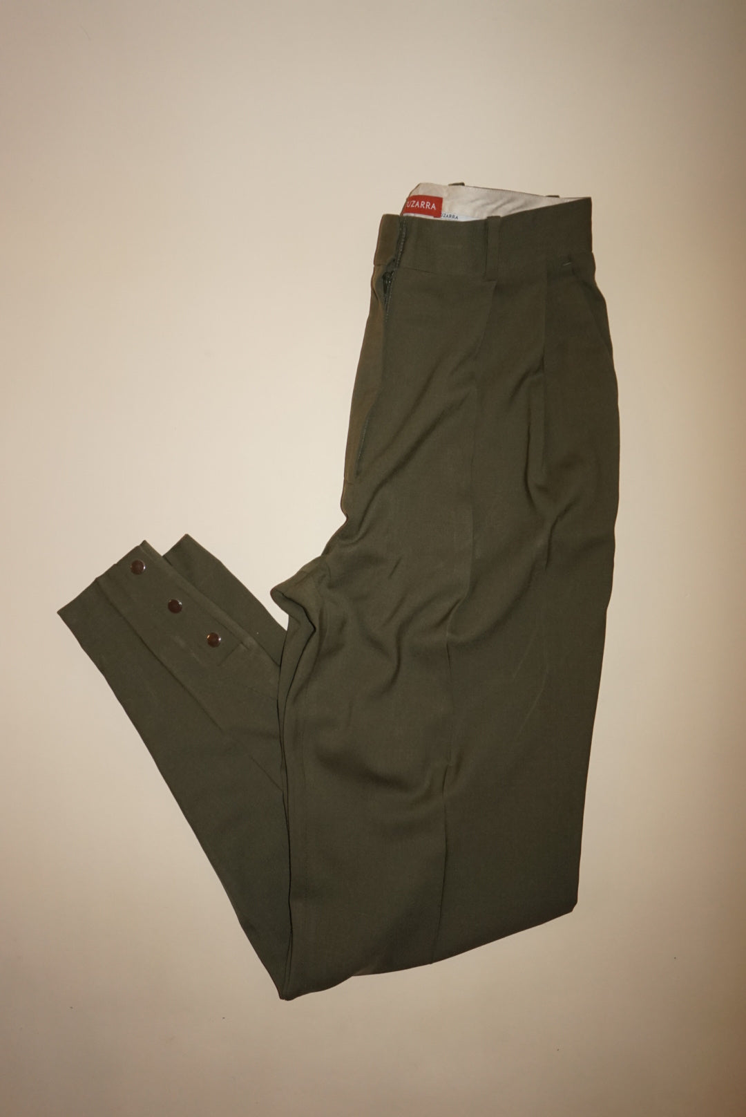 “Altuzarra” Tapered Breeches Green Wool Trousers - Size 34