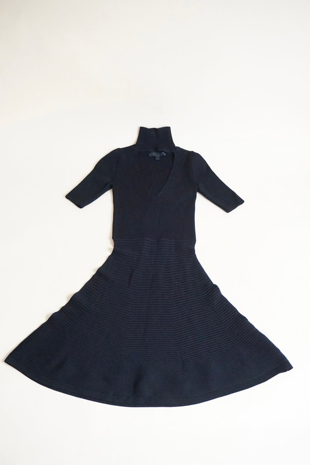 Cushnie et Ochs Turtleneck Knit Fit & Flare Black Mini Dress - Size XS