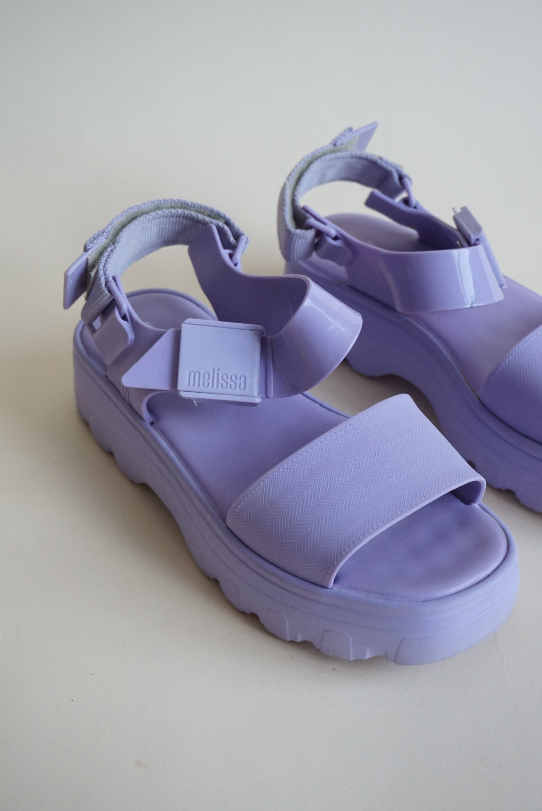 "Melissa" Lavender "Kick Off" Platform Sandals - Size 8