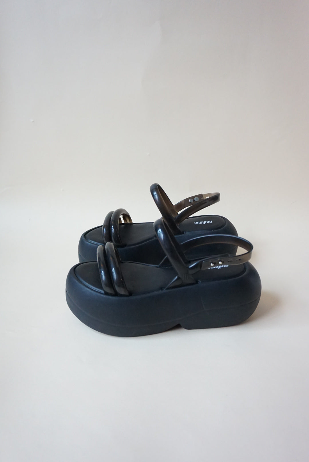 Melissa Black Air Bubble Platform Black Womens Sandals - Size 8