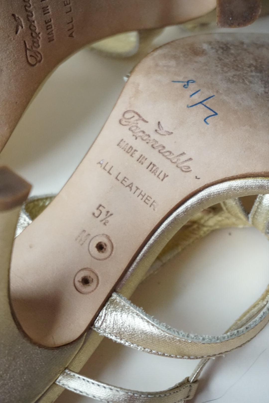 Faconnable Vintage Gold Strappy Janine Lea Heels - Size 5.5