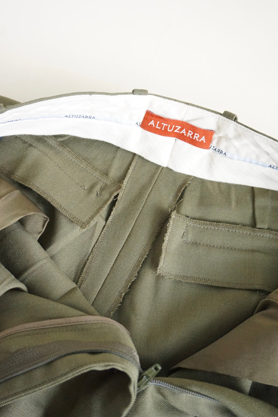 Altuzarra Tapered Breeches Virgin Wool Snap Olive Green Trousers - Size 34