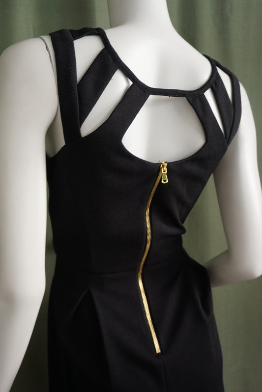 Betsey Johnson Y2K Black Sleeveless Caged Chest Mini Dress - Size 6