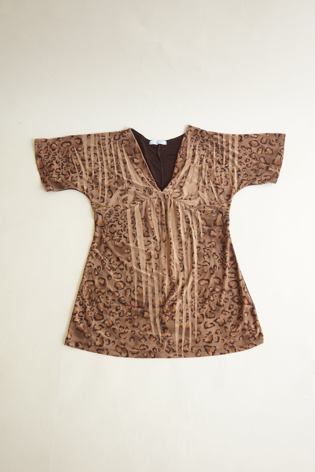 Charlotte Russe Vintage Y2K Leopard Brown Baby Doll Tunic - Size Medium