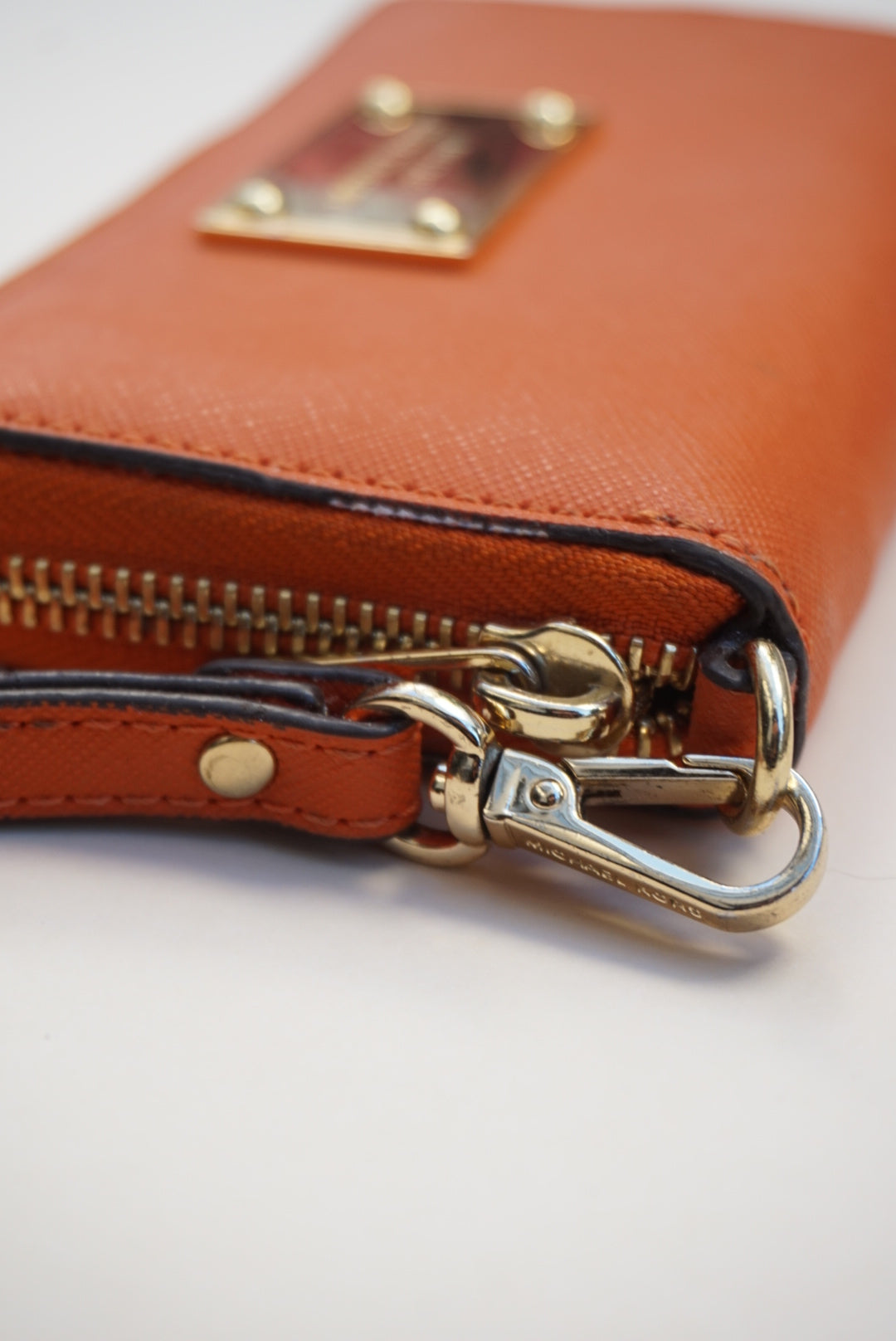 Michael Kors Orange Zip Wristlet Saffiano Leather Wallet